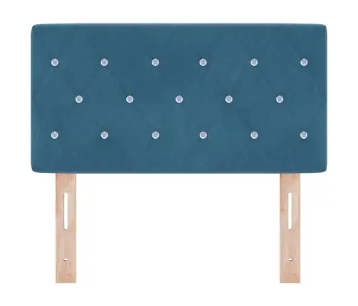 Led Galvas Atzveltne Ar Kristāla Pogām, Tumši Zilā Krāsā, 80 Cm, Samta Vidaxl