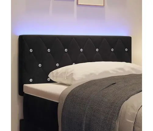 Led Gultas Galvgaļa Ar Kristāla Pogām, Melnā Krāsā, 90 Cm, Velūrs Vidaxl