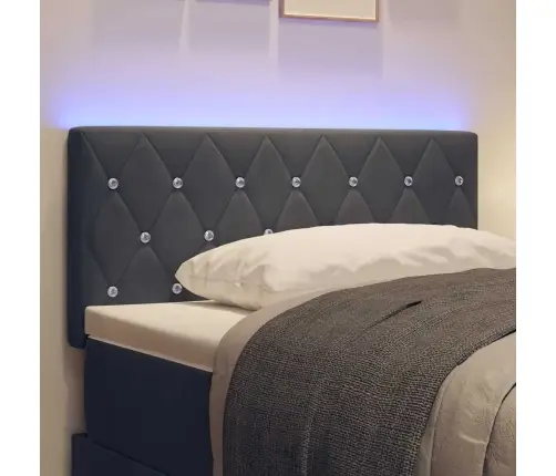 Led Gultas Galvgalis Ar Kristāla Pogām, Pelēks, 100 Cm, Samts Vidaxl