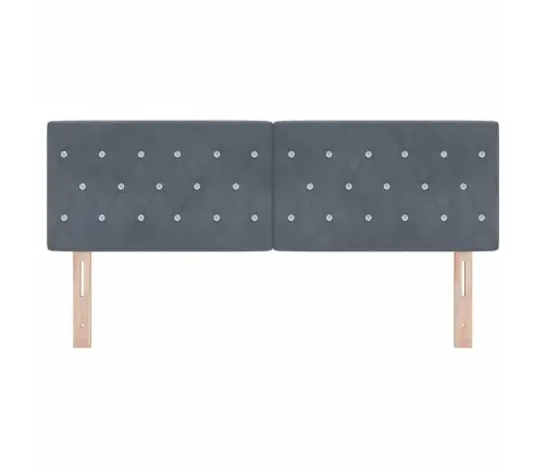 Led Gultas Galvas Apdare Ar Kristāla Pogām, Tumši Pelēka, 72 Cm Gara, Samta Vidaxl