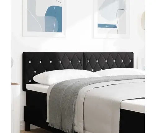 Led Gultas Galva Ar Kristāla Pogām, Melnā Krāsā, 72 Cm, Samts Vidaxl