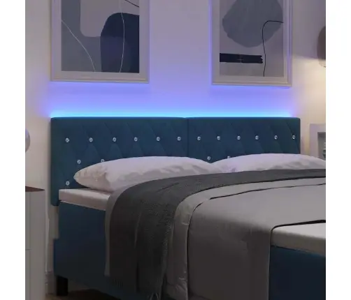 Led Galvas Balsts Ar Kristāla Pogām, Tuftēts, Tumši Zils, 72 Cm, Samts Vidaxl