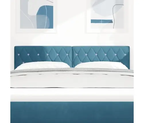 Led Galvas Balsts Ar Kristāla Pogām, Tuftēts, Tumši Zils, 72 Cm, Samts Vidaxl