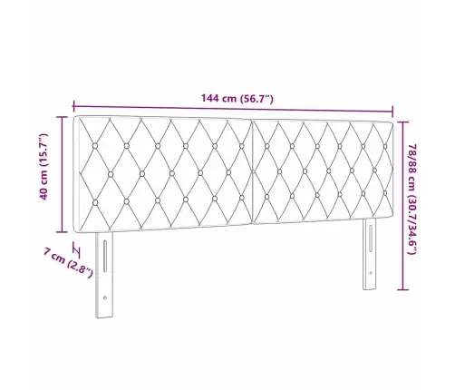 Led Galvas Balsts Ar Kristāla Pogām, Tuftēts, Tumši Zils, 72 Cm, Samts Vidaxl