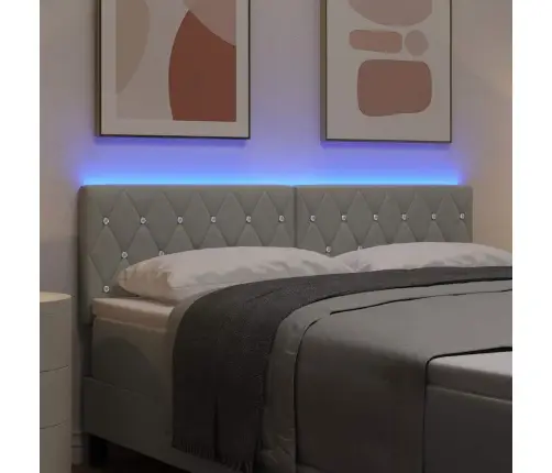 Led Galvas Balsts Ar Kristāla Pogu, Gaiši Pelēks, 80 Cm, Samts Vidaxl