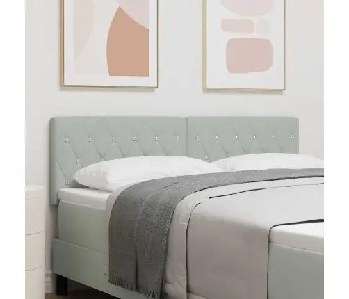 Led Galvas Balsts Ar Kristāla Pogu, Gaiši Pelēks, 80 Cm, Samts Vidaxl