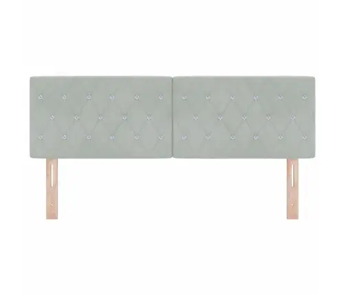 Led Galvas Balsts Ar Kristāla Pogu, Gaiši Pelēks, 80 Cm, Samts Vidaxl