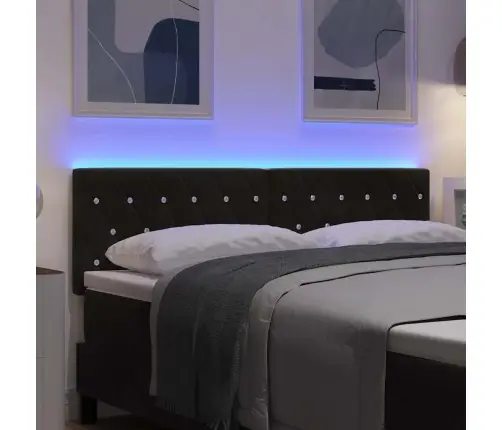Led Galvas Atzveltne Ar Kristāla Pogām, Melna, 80 Cm, Samts Vidaxl