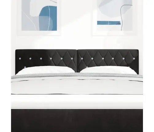 Led Galvas Atzveltne Ar Kristāla Pogām, Melna, 80 Cm, Samts Vidaxl