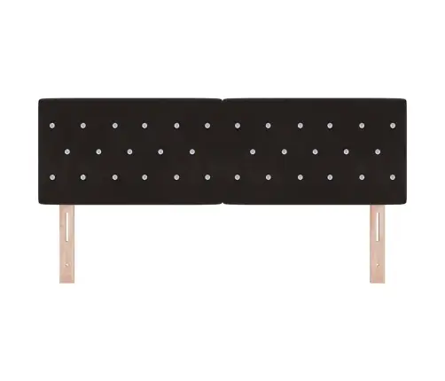 Led Galvas Atzveltne Ar Kristāla Pogām, Melna, 80 Cm, Samts Vidaxl