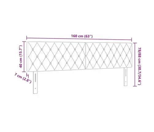 Led Galvas Atzveltne Ar Kristāla Pogām, Melna, 80 Cm, Samts Vidaxl