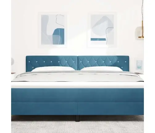 Led Gultas Galva Ar Galvas Klāju Tumši Zils 180 Cm Poliesters Vidaxl