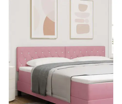 Led Galvas Dēlis Ar Kristāla Pogām, Rozā 90 Cm Garumā, Samtā Vidaxl