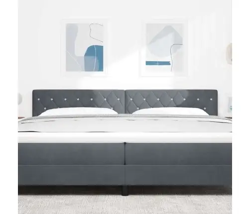 Led Galvas Balsts Ar Kristāla Pogām, Tuftēts, Tumši Pelēks, 100 Cm, Samts Vidaxl