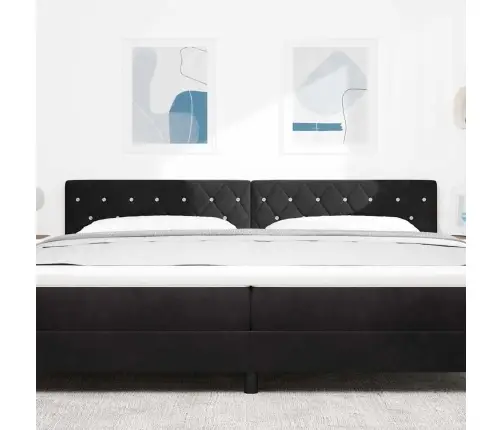 Led Galvas Balsts Ar Kristāla Pogām, Tuftēts Melns, 100 Cm, Samts Vidaxl