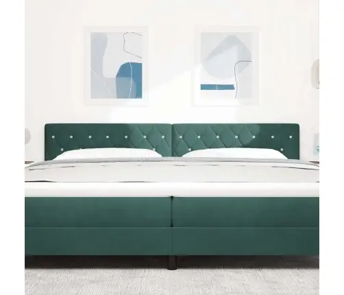 Led Gultas Galvas Spilvens Ar Kristāla Pogām, Tumši Zaļš 100 Cm Samts Vidaxl