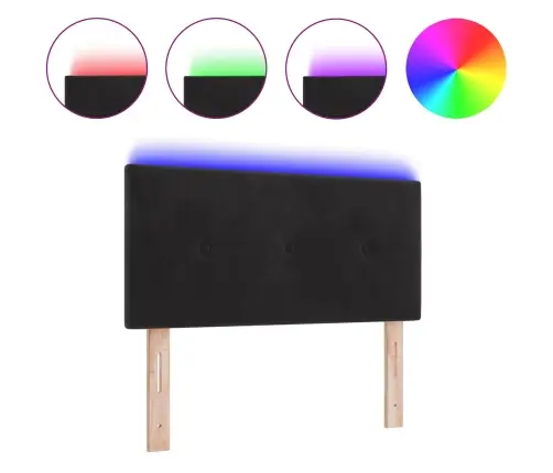 Led Gultas Galvas Dēļis Ar Pogām, Melns, 90 Cm, Samts Vidaxl