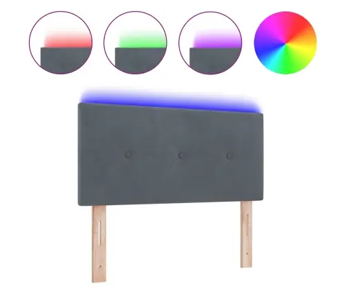 Led Galvas Balsts Ar Pogu Izklātā Tumši Pelēkā 100 Cm Samta Vidaxl