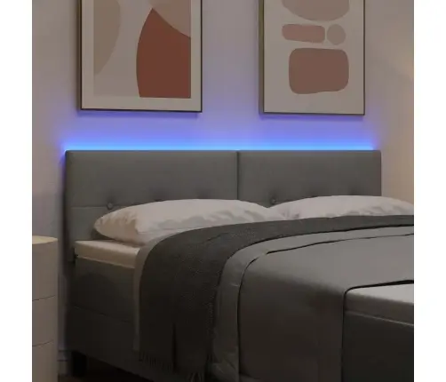 Led Gultas Galva Ar Galvas Klāju Gaiši Pelēks 144 Cm Poliesters Vidaxl