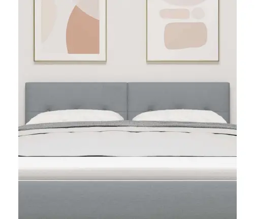 Led Gultas Galva Ar Galvas Klāju Gaiši Pelēks 144 Cm Poliesters Vidaxl