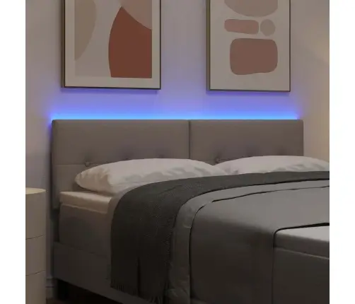 Led Gultas Galva Ar Galvas Klāju Pelēkbrūna 144 Cm Poliesters Vidaxl