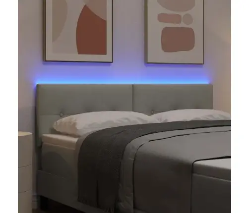 Galvgalis Ar Led Sloksnes Lukturiem Gaiši Pelēks 80 Cm Samts Vidaxl