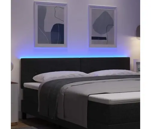 Led Gultas Galva Ar Galvas Klāju Melna 180 Cm Poliesters Vidaxl