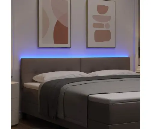 Led Gultas Galva Ar Galvas Klāju Pelēkbrūna 180 Cm Poliesters Vidaxl