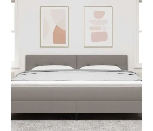 Led Gultas Galva Ar Galvas Klāju Pelēkbrūna 180 Cm Poliesters Vidaxl