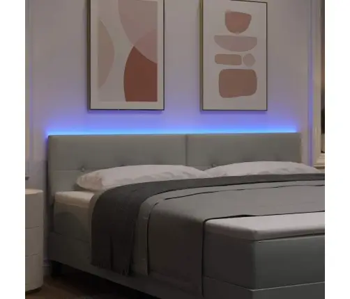 Led Gultas Galva Ar Galvas Klāju Gaiši Pelēks 180 Cm Poliesters Vidaxl