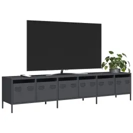 Tv Skapītis, Pelēks, 202X39X43,5 Cm, Auksti Velmēts Tērauds Vidaxl