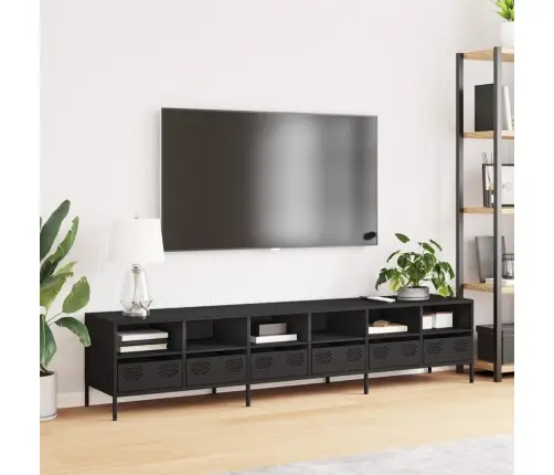 Tv Skapītis, Melns, 202X39X43,5 Cm, Auksti Velmēts Tērauds Vidaxl