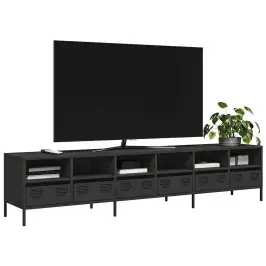 Tv Skapītis, Melns, 202X39X43,5 Cm, Auksti Velmēts Tērauds Vidaxl