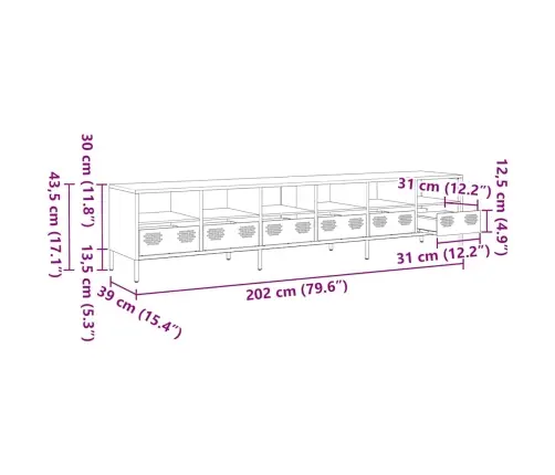 Tv Skapītis, Rozā, 202X39X43,5 Cm, Auksti Velmēts Tērauds Vidaxl