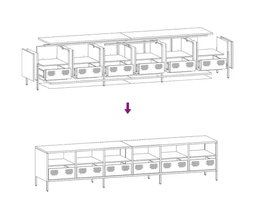 Tv Skapītis, Rozā, 202X39X43,5 Cm, Auksti Velmēts Tērauds Vidaxl