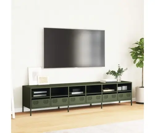 Tv Skapītis, Olīvu Zaļš, 202X39X43,5 Cm, Auksti Velmēts Tērauds Vidaxl