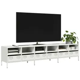 Tv Skapītis, Balts, 202X39X43,5 Cm, Auksti Velmēts Tērauds Vidaxl