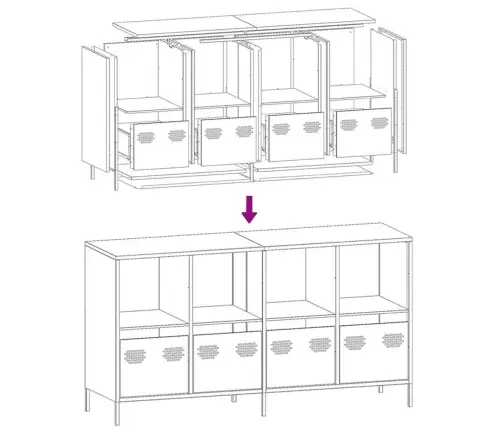 Kumode, Rozā, 135X39X73,5 Cm, Auksti Velmēts Tērauds Vidaxl