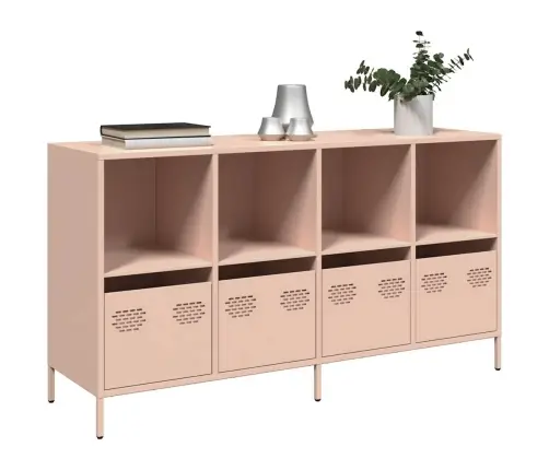 Kumode, Rozā, 135X39X73,5 Cm, Auksti Velmēts Tērauds Vidaxl