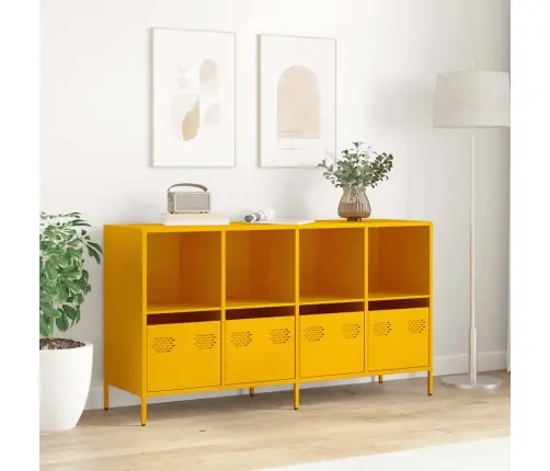 Kumode, Sinepju Dzeltena, 135X39X73,5Cm, Auksti Velmēts Tērauds Vidaxl