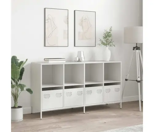 Kumode, Balta, 135X39X73,5 Cm, Auksti Velmēts Tērauds Vidaxl