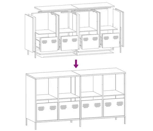 Kumode, Balta, 135X39X73,5 Cm, Auksti Velmēts Tērauds Vidaxl