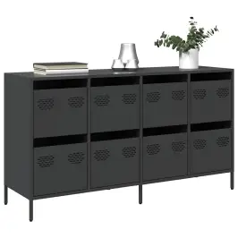Kumode, Melna, 135X39X73,5 Cm, Auksti Velmēts Tērauds Vidaxl