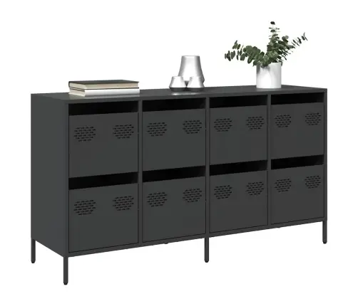 Kumode, Melna, 135X39X73,5 Cm, Auksti Velmēts Tērauds Vidaxl