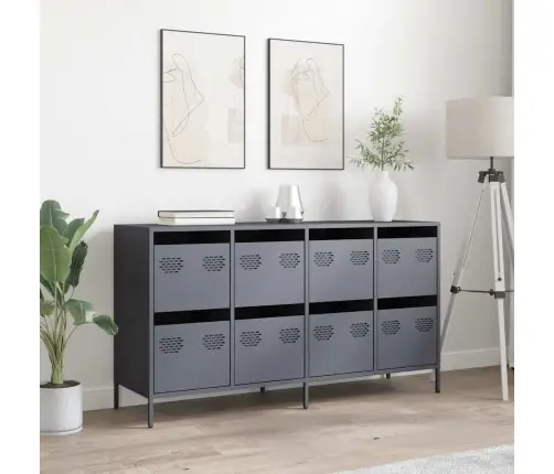 Kumode, Antracītpelēka, 135X39X73,5 Cm, Auksti Velmēts Tērauds Vidaxl