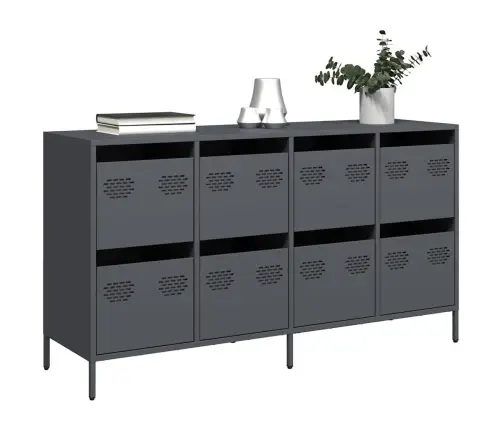 Kumode, Antracītpelēka, 135X39X73,5 Cm, Auksti Velmēts Tērauds Vidaxl