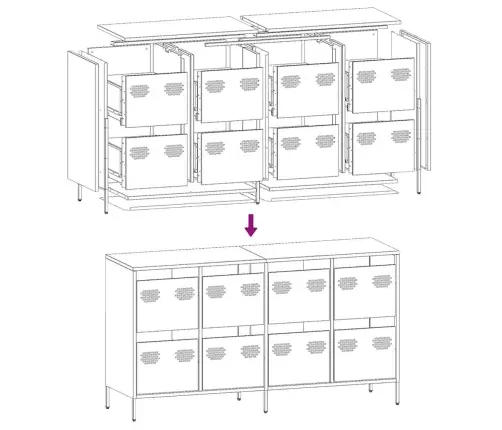 Kumode, Sinepju Dzeltena, 135X39X73,5Cm, Auksti Velmēts Tērauds Vidaxl