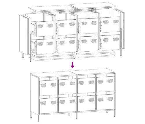 Šoninė Spintelė, Balta, 135X39X73,5cm Plienas