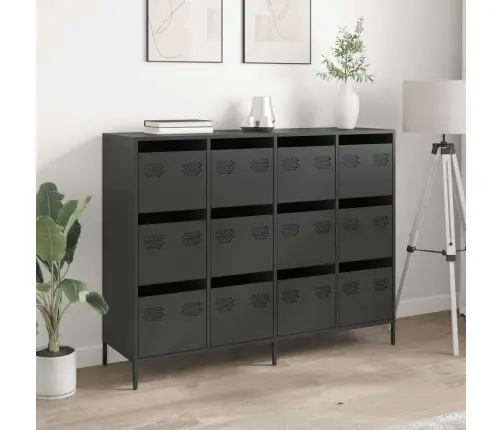 Puhvetkapp, Must, 135X39X103,5 cm Külmvaltsitud Teras