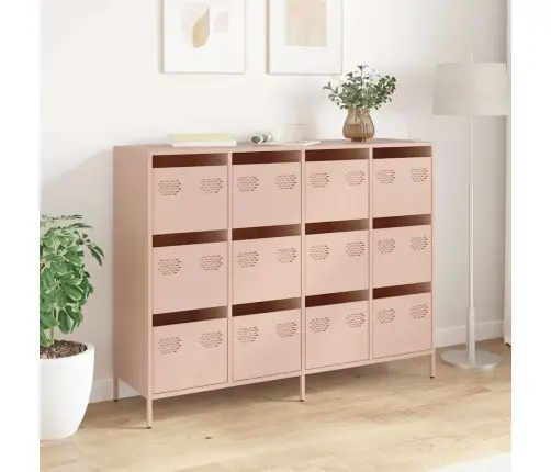 Kumode, Rozā, 135X39X103,5 Cm, Auksti Velmēts Tērauds Vidaxl